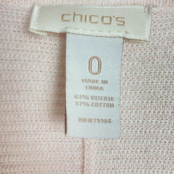 Chicos women's Pale Light Pink Open Front 3/4 Sleeve Knit Ribbed Cardigan US 0 - Picture 6 of 6